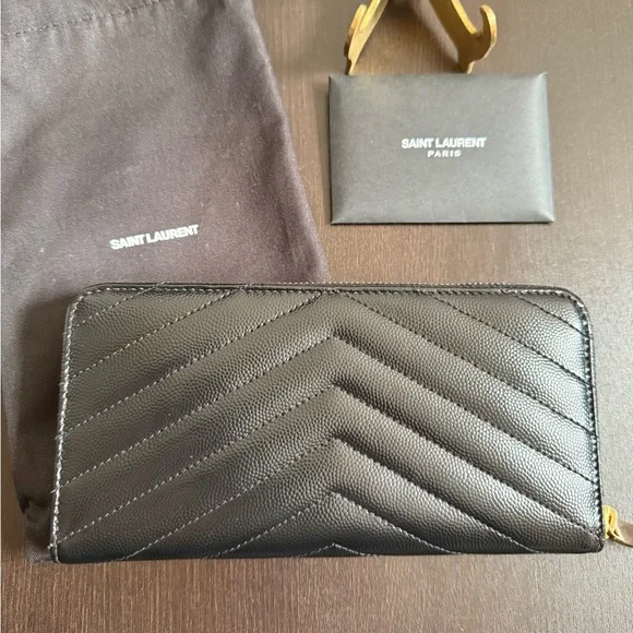 Saint Laurent Cassandre Matelassé Long Zippy Wallet